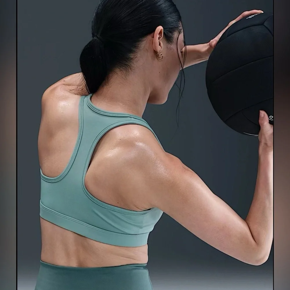 Nike Swoosh Women’s Large Medium Support Padded Racerback Sports Bra In Cannon - Picture 8 of 8